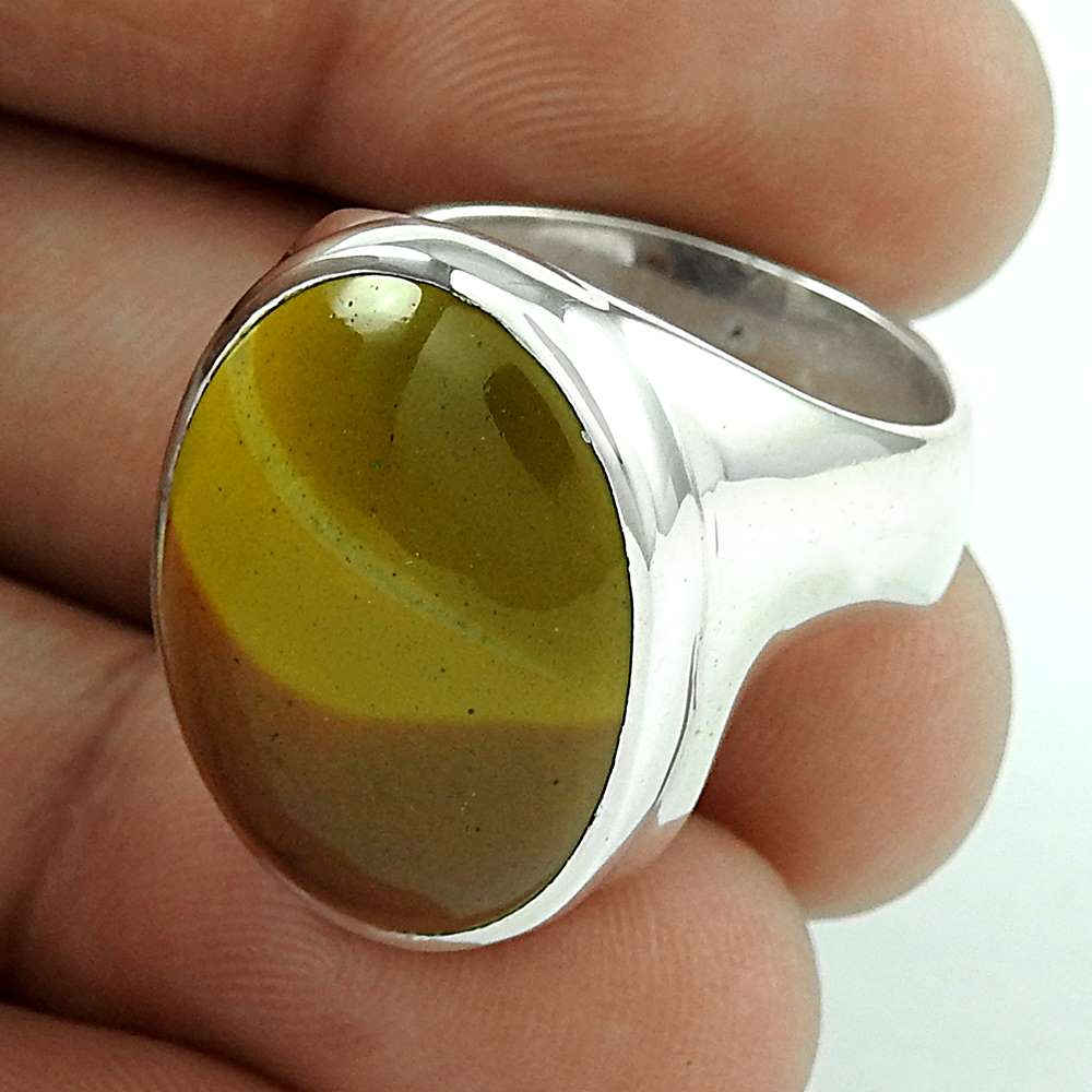Natural Mookaite Gemstone Statement Boho Ring Size 8.5 925 Sterling Silver L16