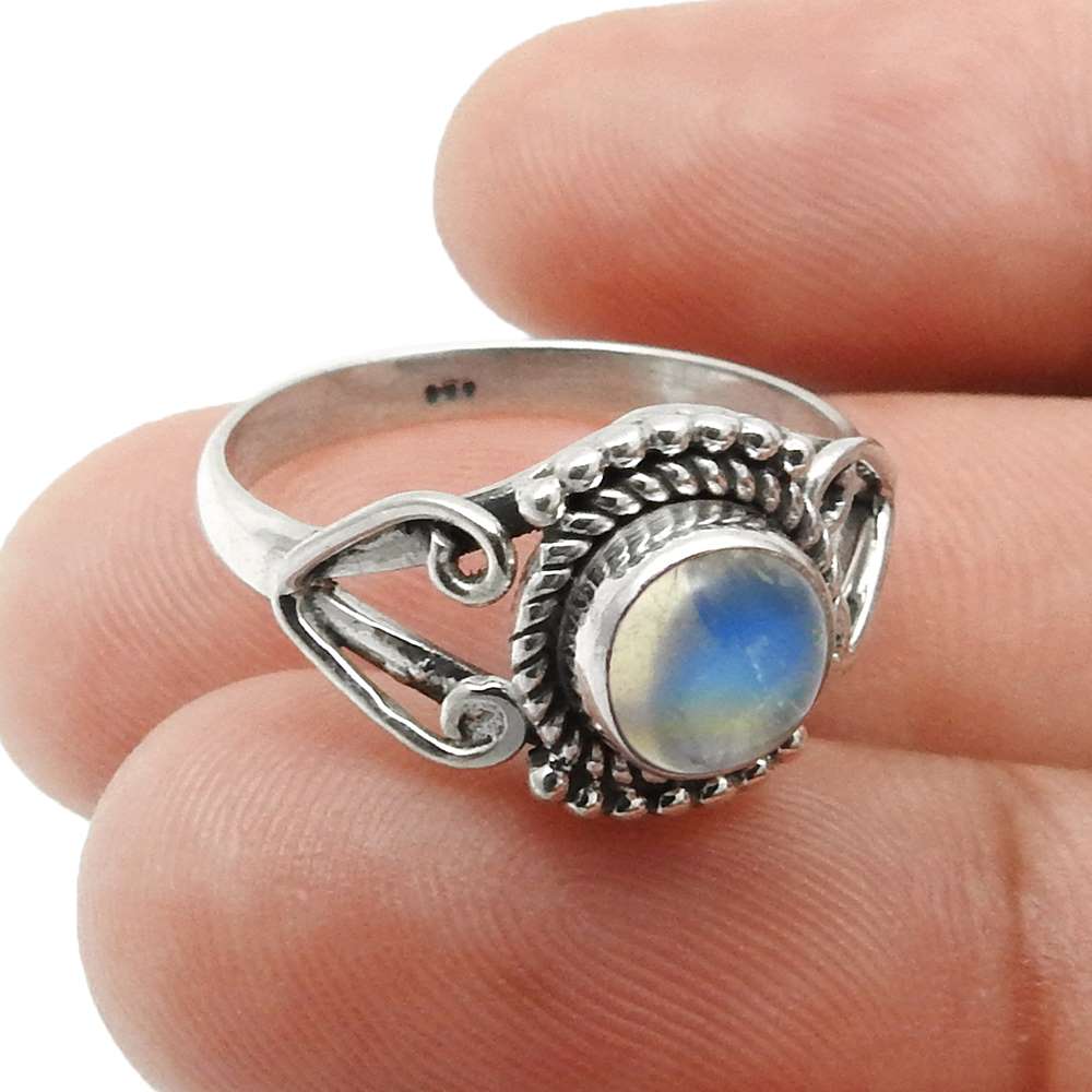 Natural Labradorite Gemstone Cocktail Ring Size 8 925 Sterling Silver Jewelry B5