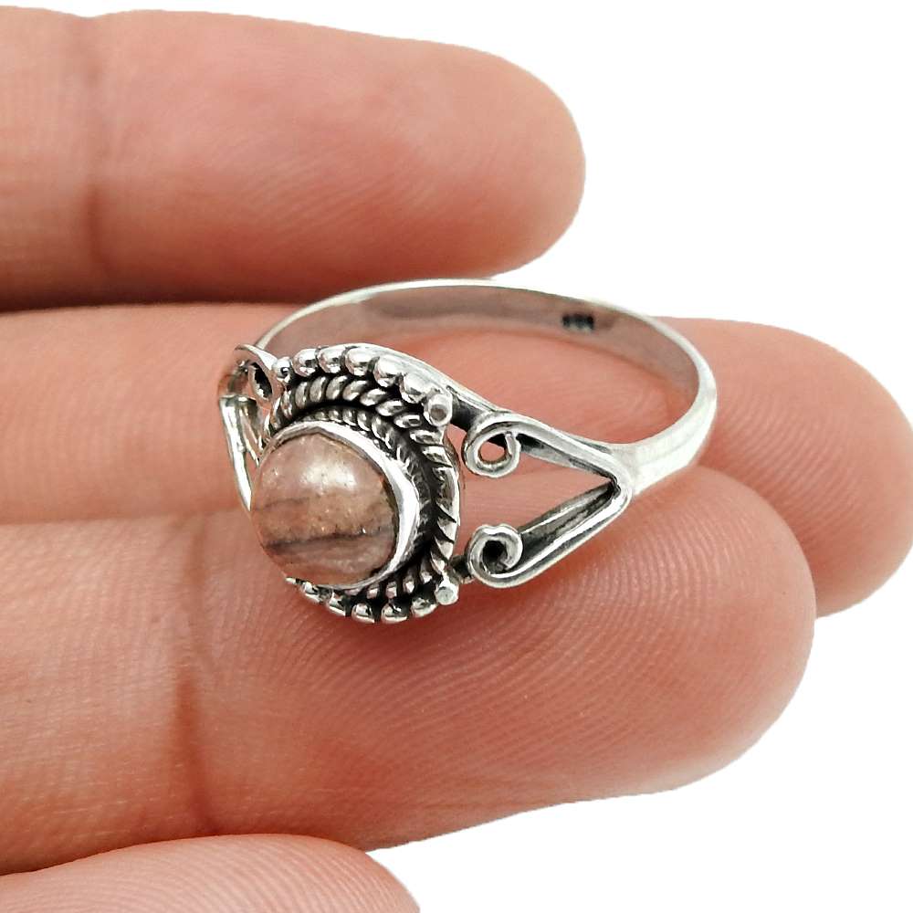 Natural Labradorite Gemstone Cocktail Ring Size 8 925 Sterling Silver Jewelry B5