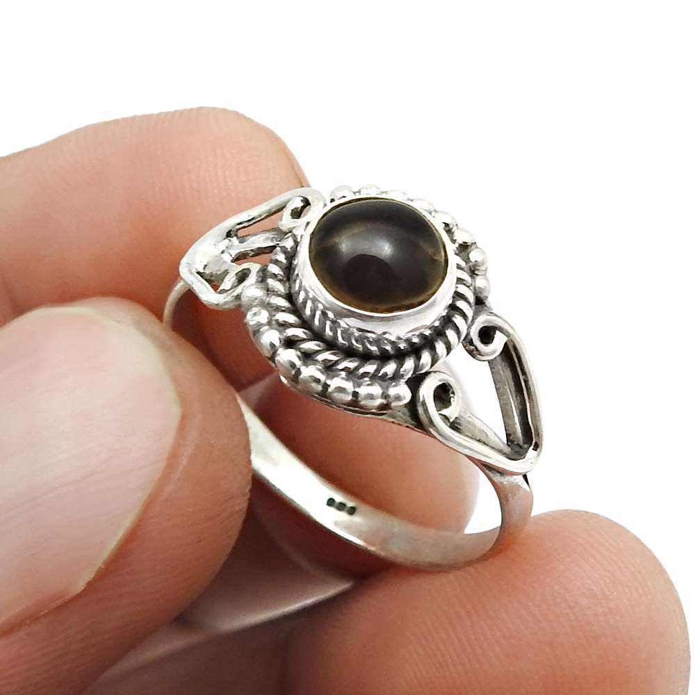 Natural Labradorite Gemstone Cocktail Ring Size 8 925 Sterling Silver Jewelry B5