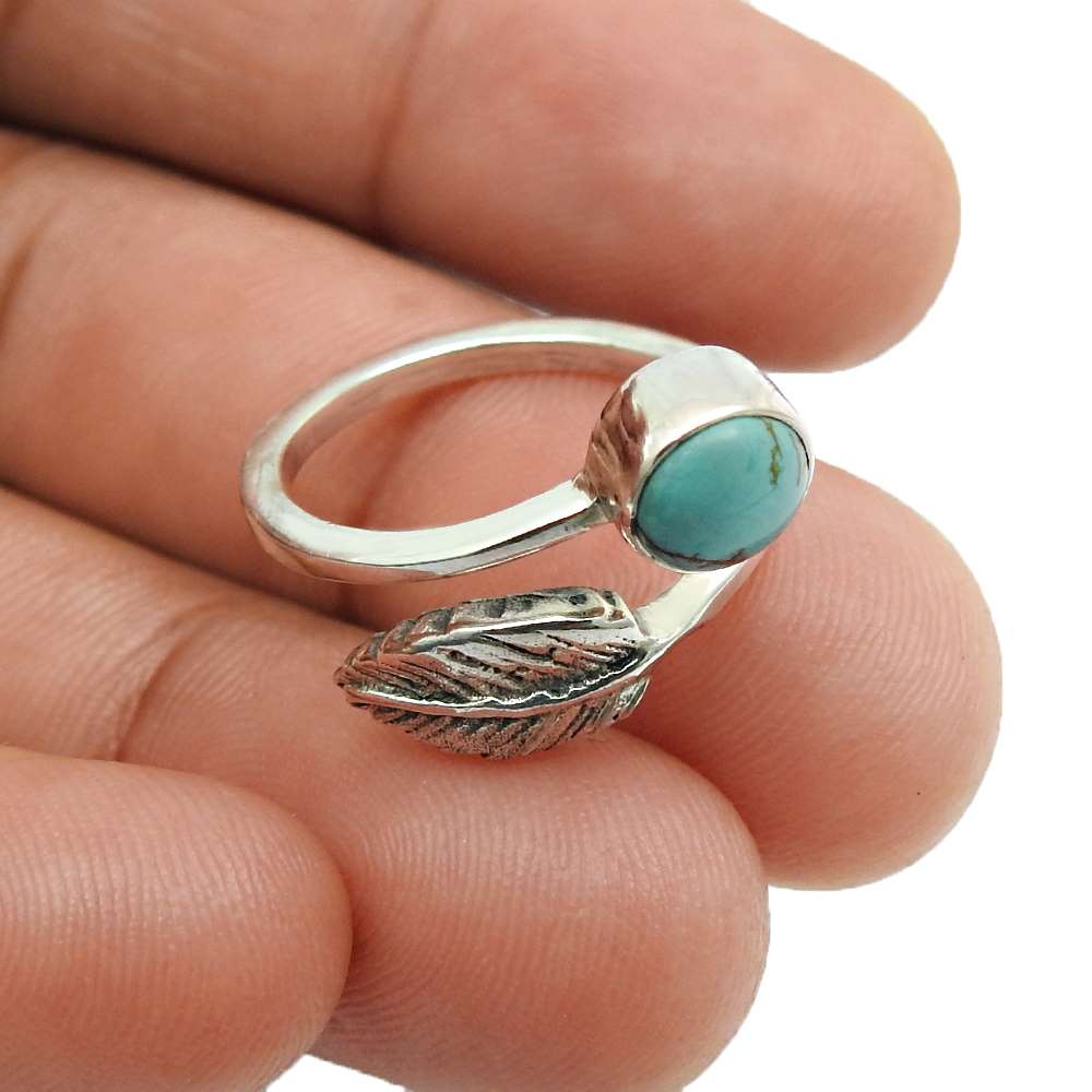 Gift For Her 925 Silver Natural Labradorite Cocktail Leaf Adjustable Ring J14
