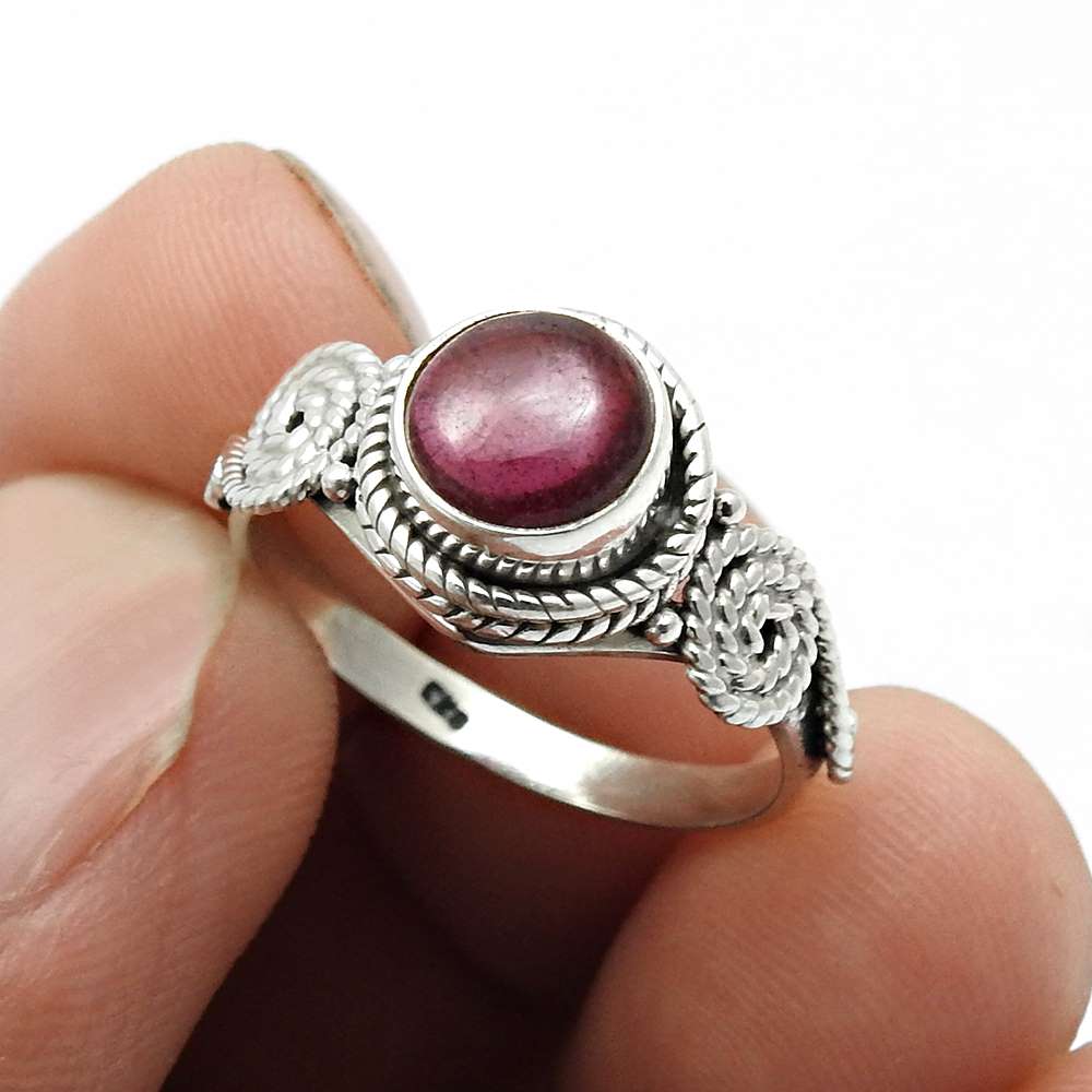 Natural Garnet Gemstone Cocktail Ring Size 8 925 Sterling Silver For Women R11