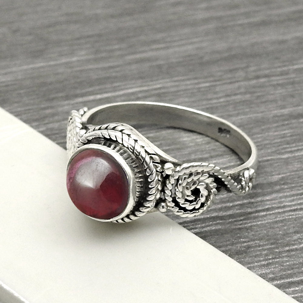 Natural Garnet Gemstone Cocktail Ring Size 8 925 Sterling Silver For Women R11