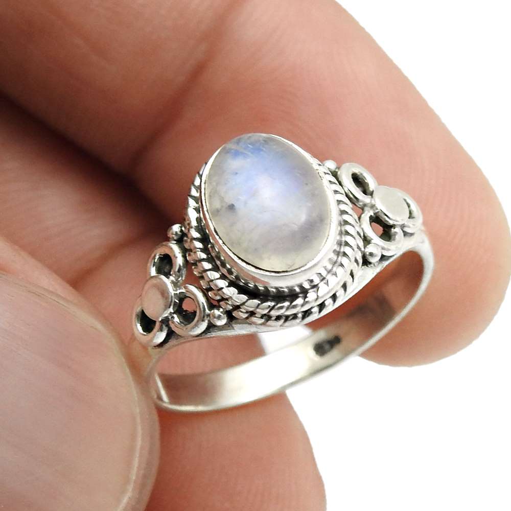 Natural Labradorite Gemstone 925 Silver Cocktail Ring Size 7 For Girls D3