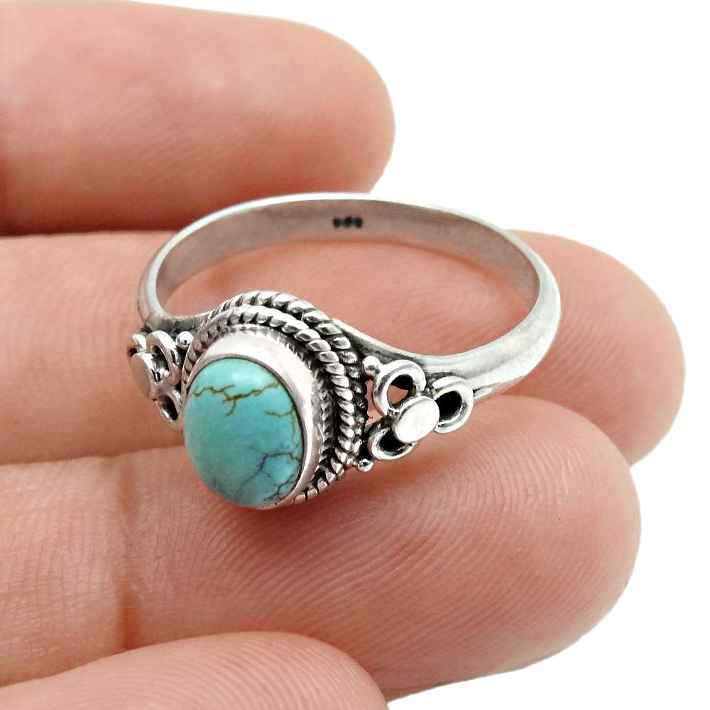 Natural Labradorite Gemstone 925 Silver Cocktail Ring Size 7 For Girls D3