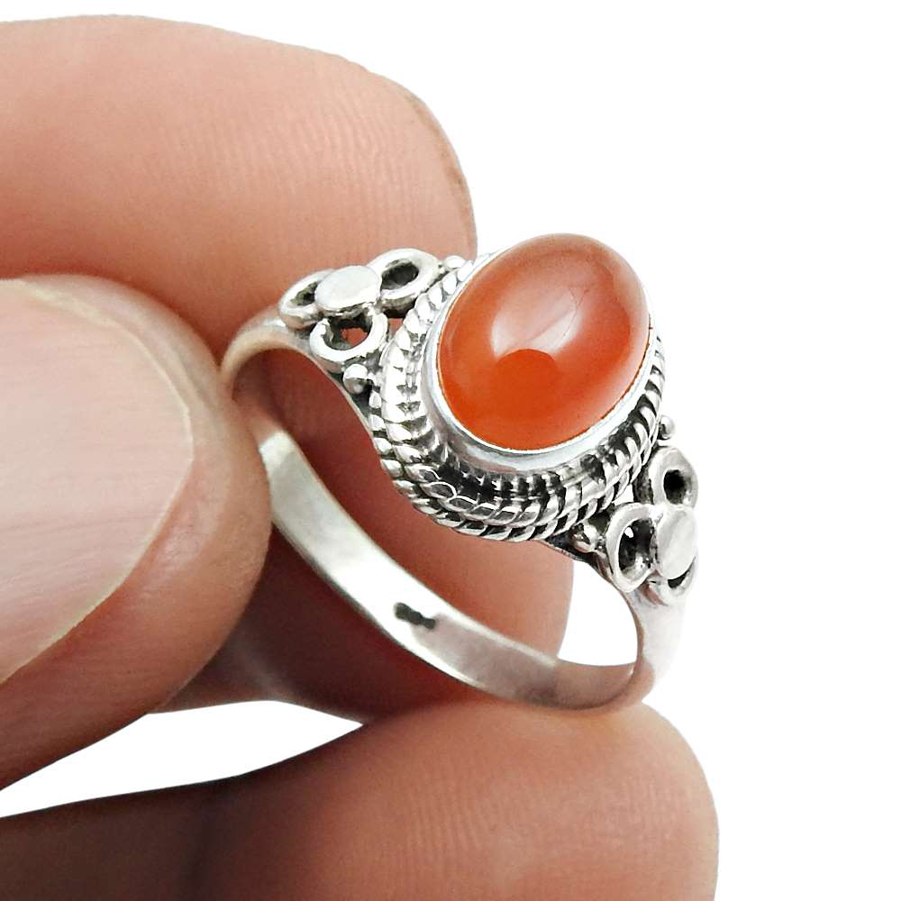 Natural Labradorite Gemstone 925 Silver Cocktail Ring Size 7 For Girls D3