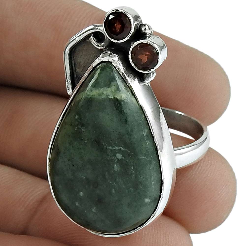 Woman Gift Natural Jasper Gemstone Statement Ring Size 9 925 Silver D2
