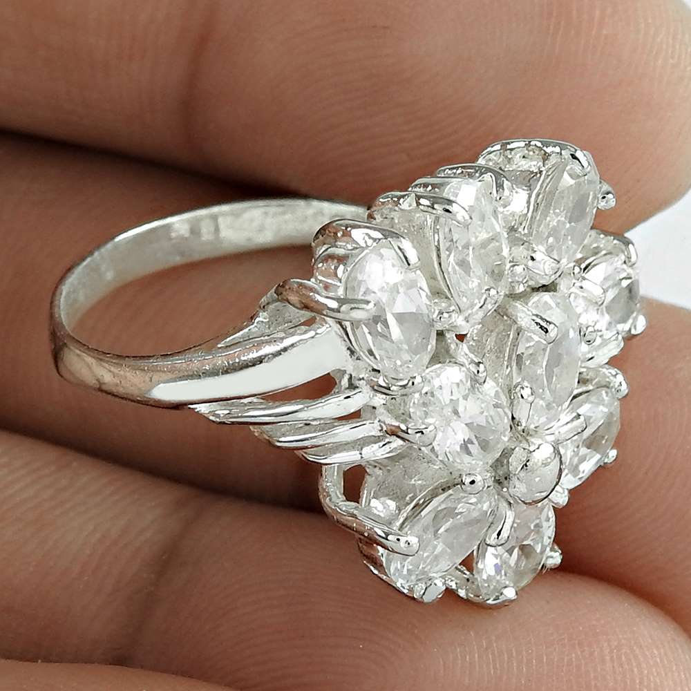 Natural Cubic Zirconia Solitaire Engagement Ring Size 8 925 Silver C13