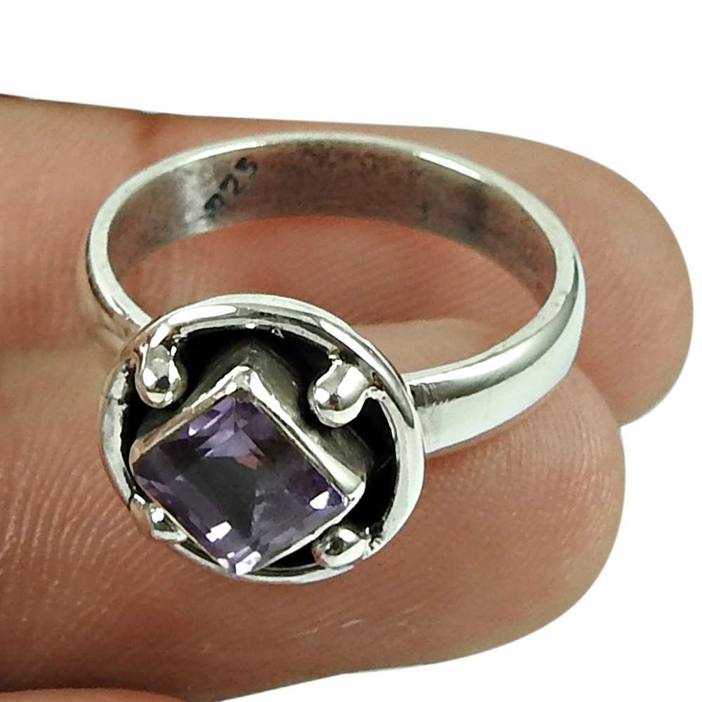 Fashion Amethyst Gemstone Ring 925 Sterling Silver Antique Jewellery