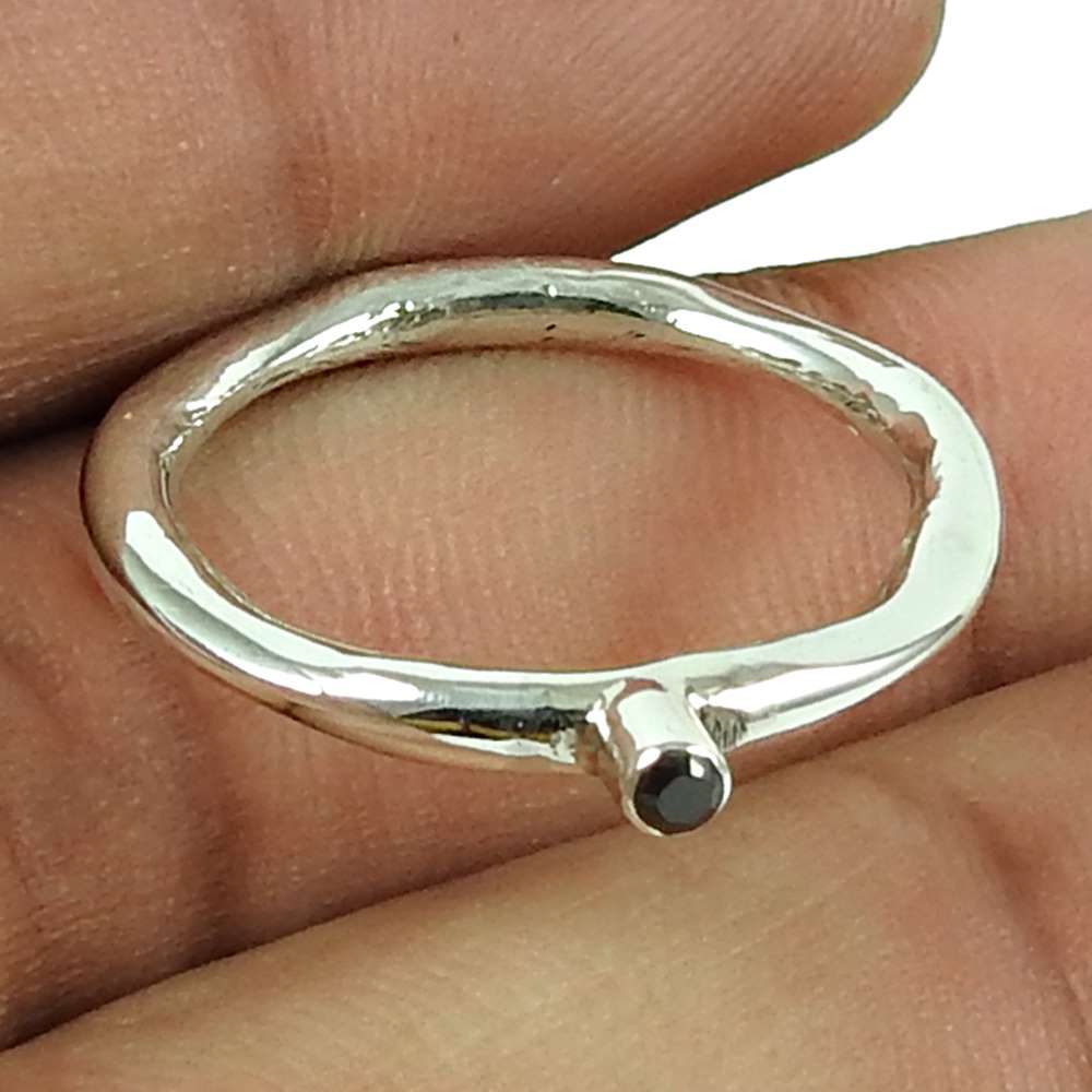 Party Wear Black CZ Gemstone Ring Sterling Silver Fashion Jewellery