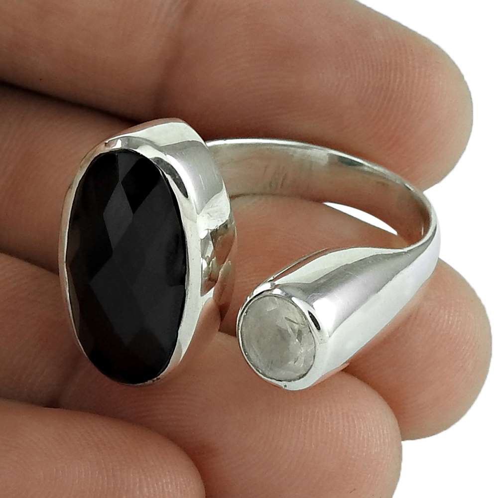Natural Onyx Gemstone Woman Gift Ring Size 9 925 Sterling Silver D12