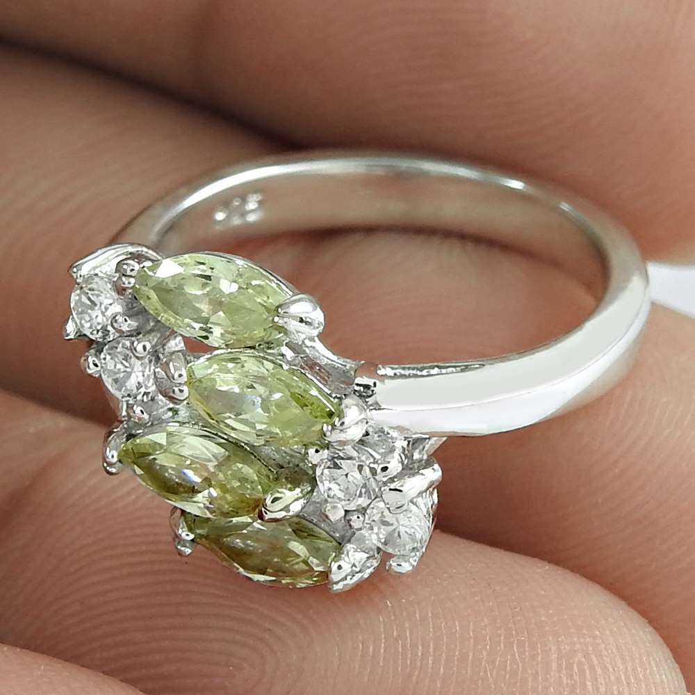 Gift For Her Natural Cubic Zirconia Statement Ethnic Ring Size 5 925 Silver N6