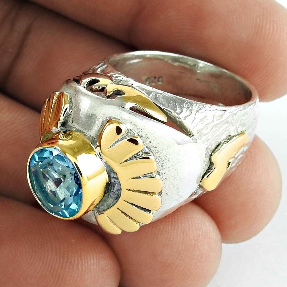 Natural Topaz Gemstone Cocktail Boho Ring Size 7 925 Sterling Silver U25