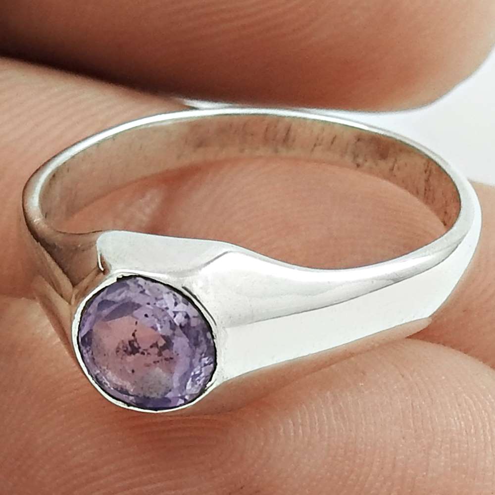 Natural Amethyst Gemstone Statement Ethnic Ring Size 8 925 Sterling Silver K4