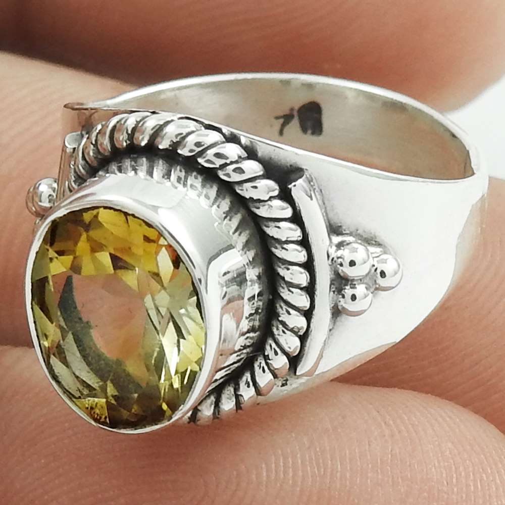 Wedding Gift For Her 925 Silver Natural Citrine Solitaire Boho Ring Size 6 U10
