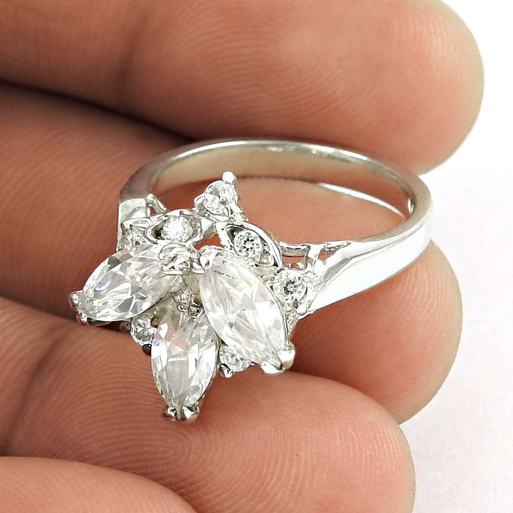 Rare Beauty White C.Z 925 Sterling Silver Ring