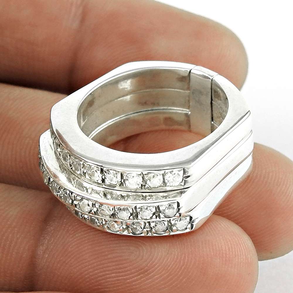 Big Design White C.Z Gemstone 925 Sterling Silver Ring