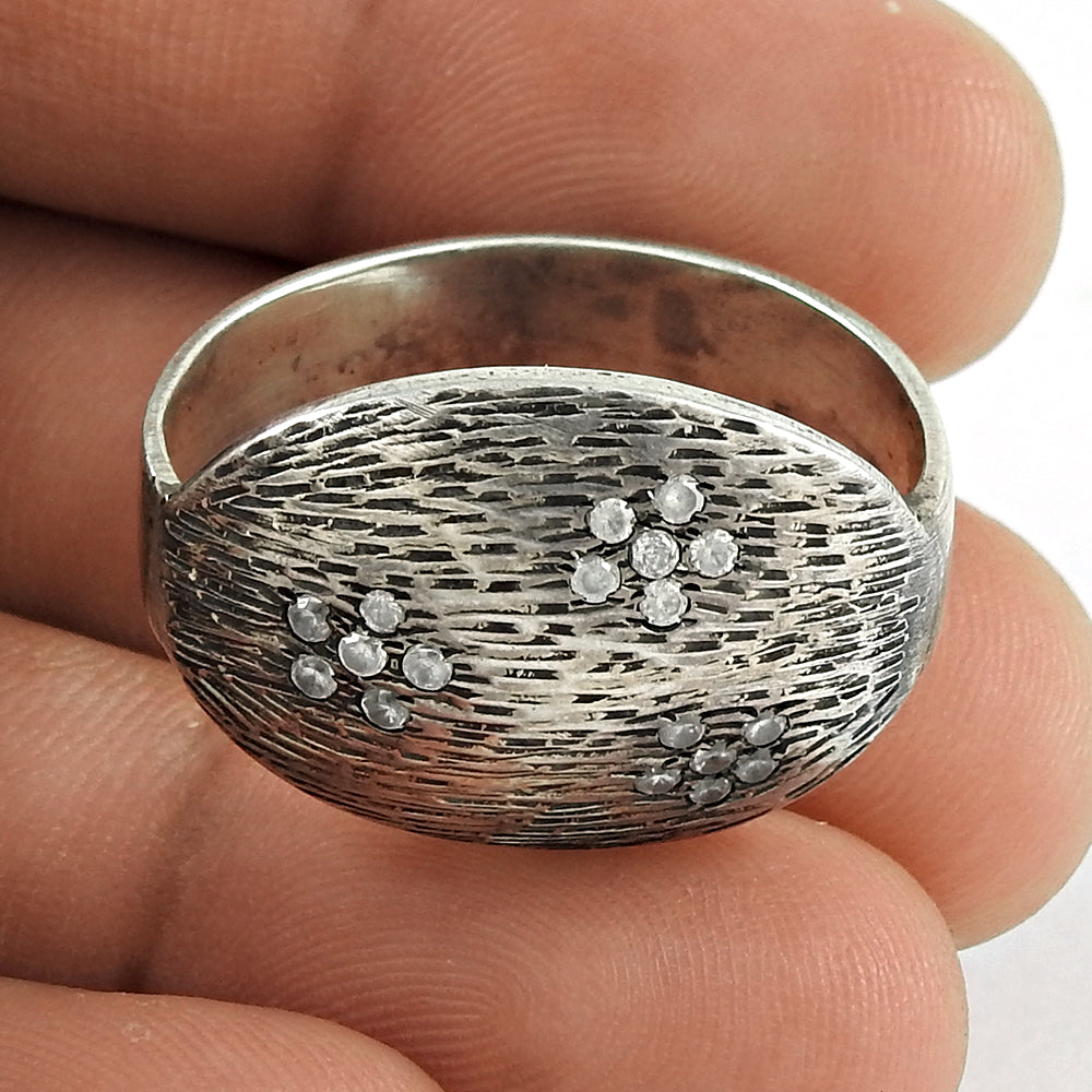 Trendy 925 Sterling Silver CZ Gemstone Ring Jewelry