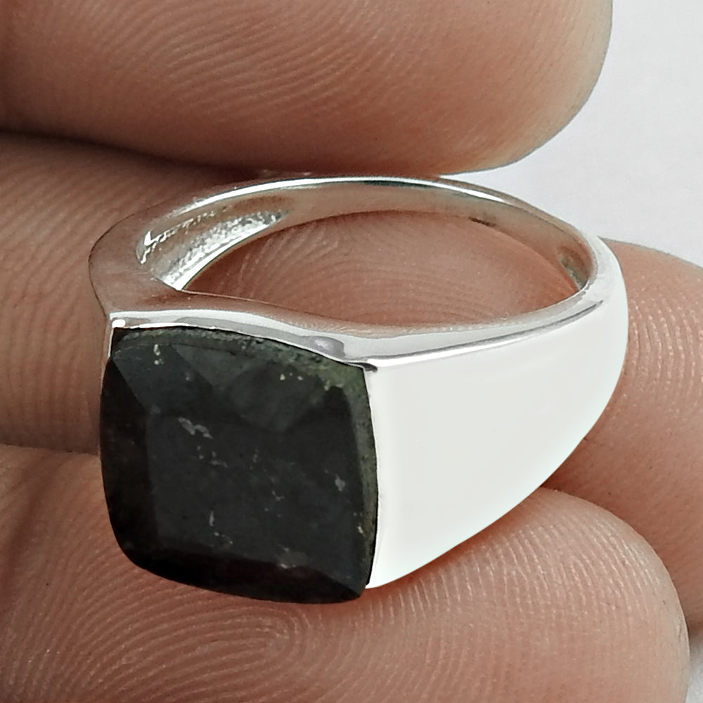 Daily Wear 925 Sterling Silver Brown Hakka Gemstone Ring Jewelry