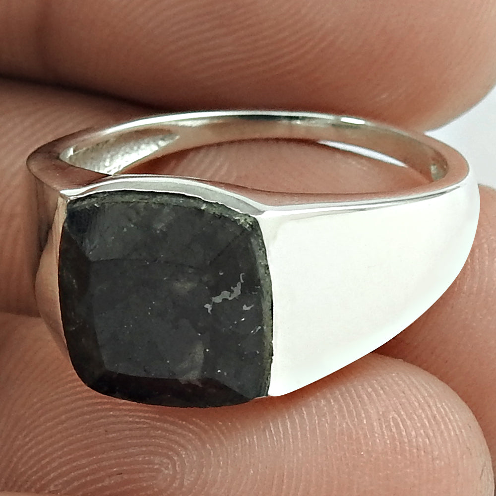 Daily Wear 925 Sterling Silver Brown Hakka Gemstone Ring Jewelry