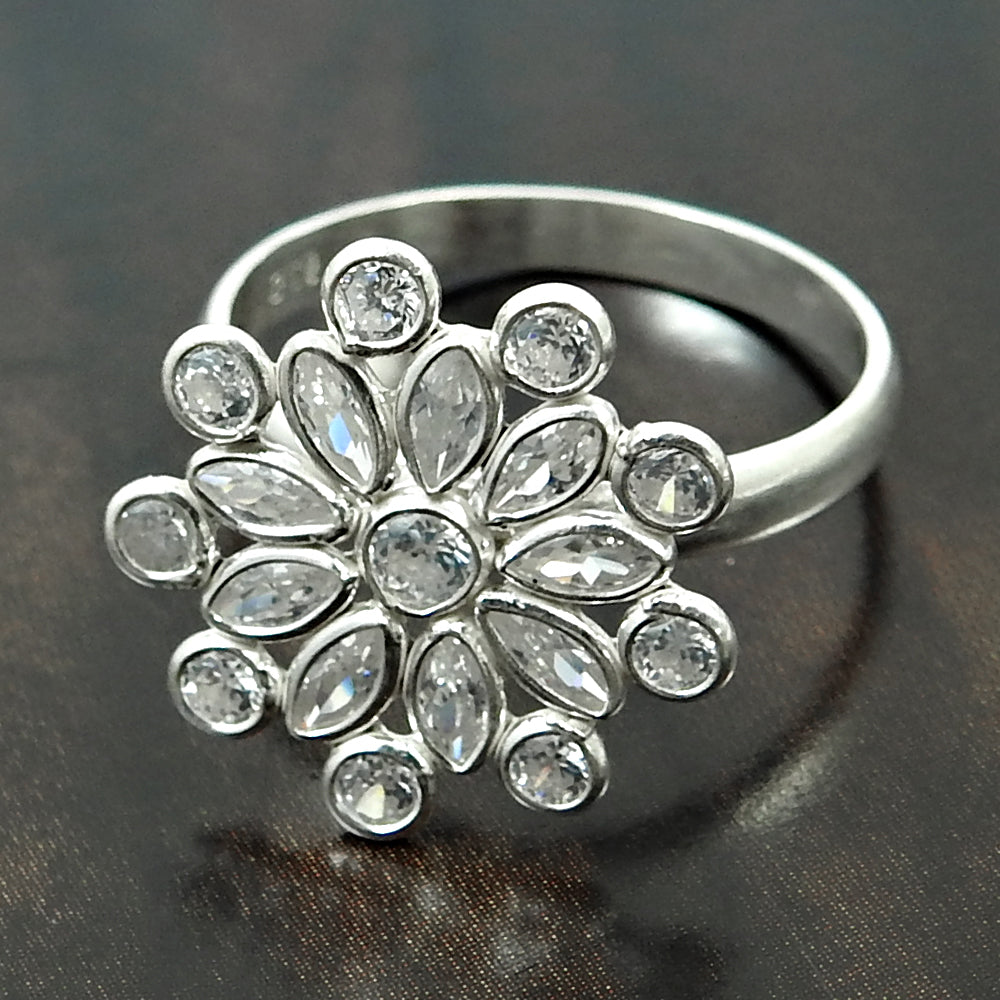 White CZ Gemstone Ring 925 Sterling Silver Vintage Look Jewelry J70