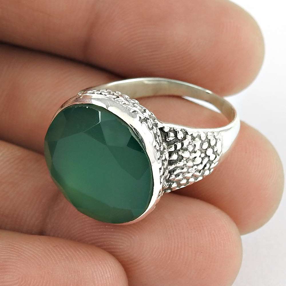 Natural Onyx Gemstone Statement Ring Size 8 925 Sterling Silver For Girls U30