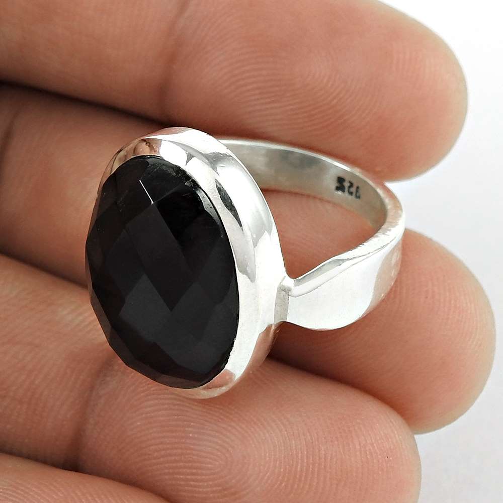 Woman Gift Natural Onyx Gemstone Ring Size 7 925 Sterling Silver Jewelry H34