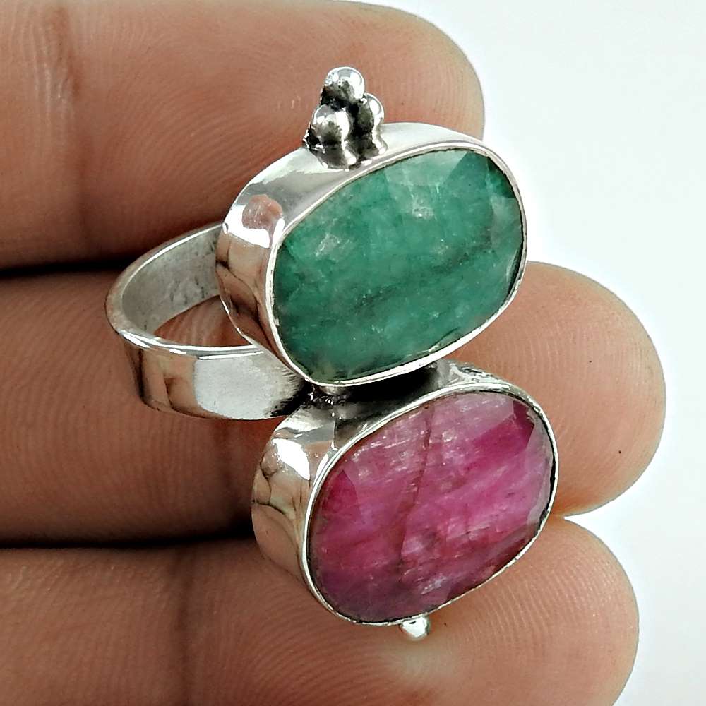 Natural Ruby Gemstone 925 Sterling Silver Solitaire Ring Size 7 For Women U31