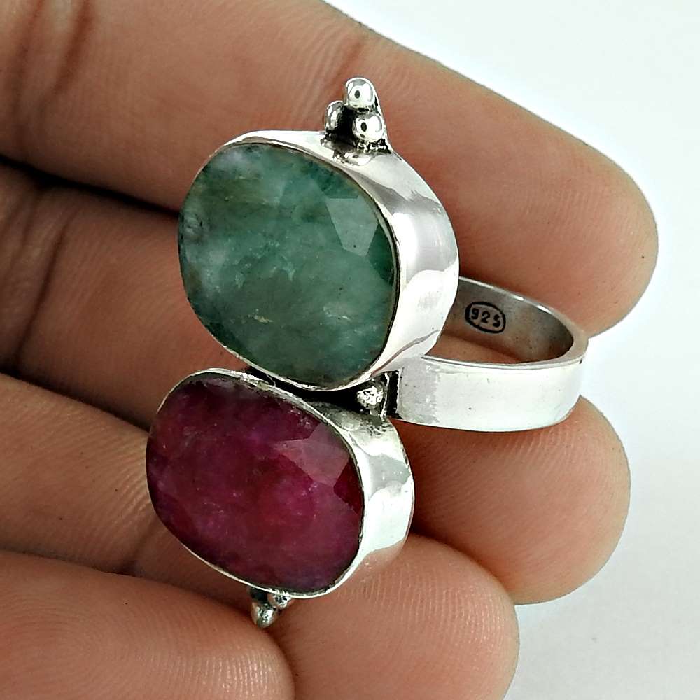 Natural Ruby Gemstone Statement Ring Size 8 925 Sterling Silver For Girls V31
