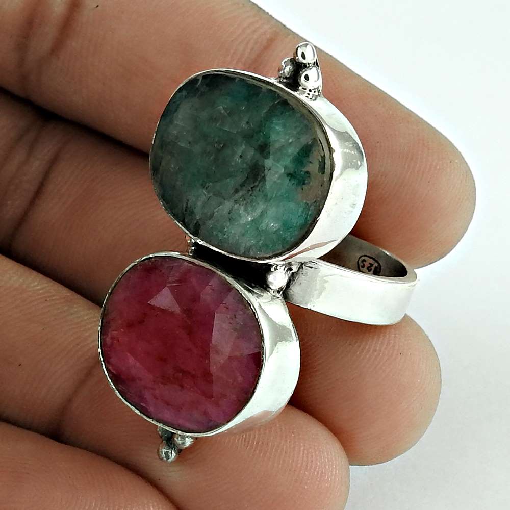 Natural Ruby Gemstone Cocktail Ring Size 7 925 Sterling Silver For Girls X31