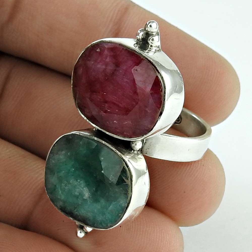 Woman Gift Natural Ruby Gemstone Solitaire Ring Size 7 925 Silver B35