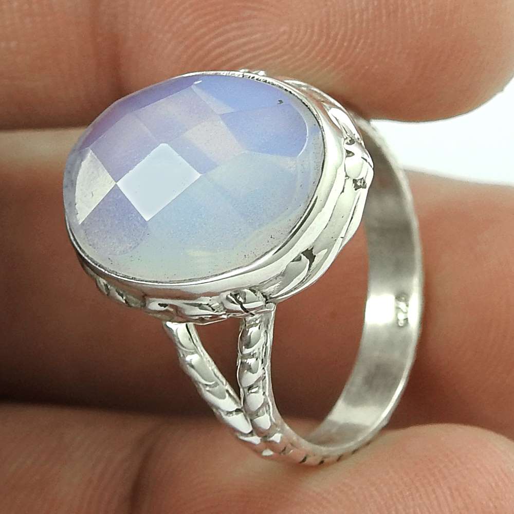 Woman Gift Alex See Fire Gemstone Solitaire Boho Ring Size 7.5 925 Silver Q2