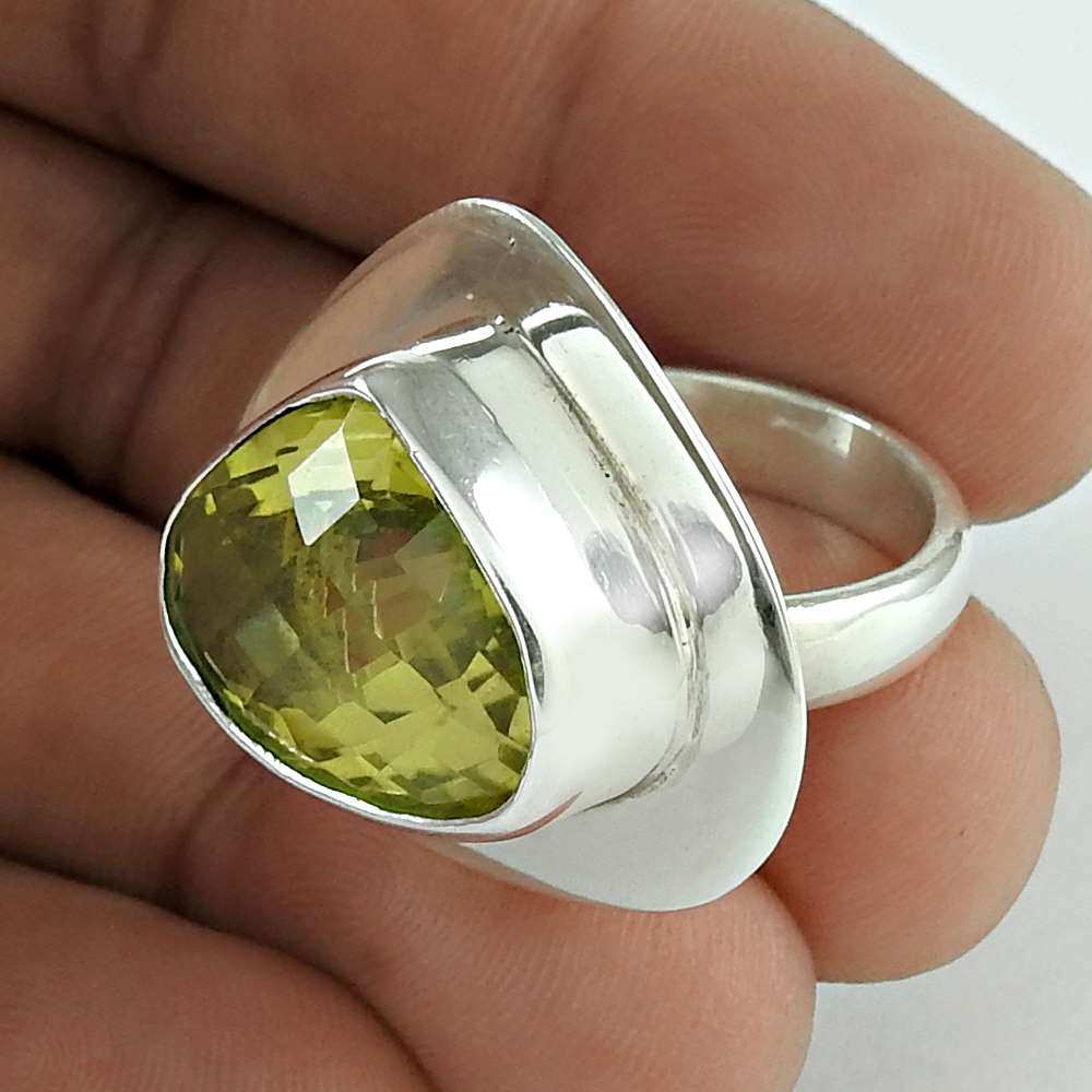 Natural Lemon Topaz Gemstone Cocktail Ring Size 7 925 Silver Woman Gift Y32