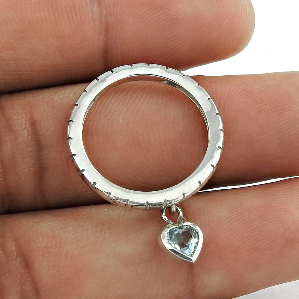 Woman Gift Topaz Gemstone Cocktail Tribal Ring Size 5.5 925 Silver E60