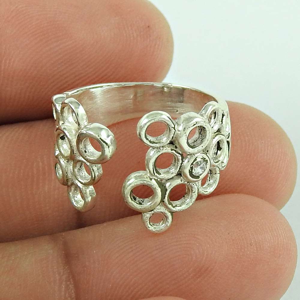 Woman Gift Cubic Zirconia Solitaire Vintage Ring Size 5 925 Silver F60