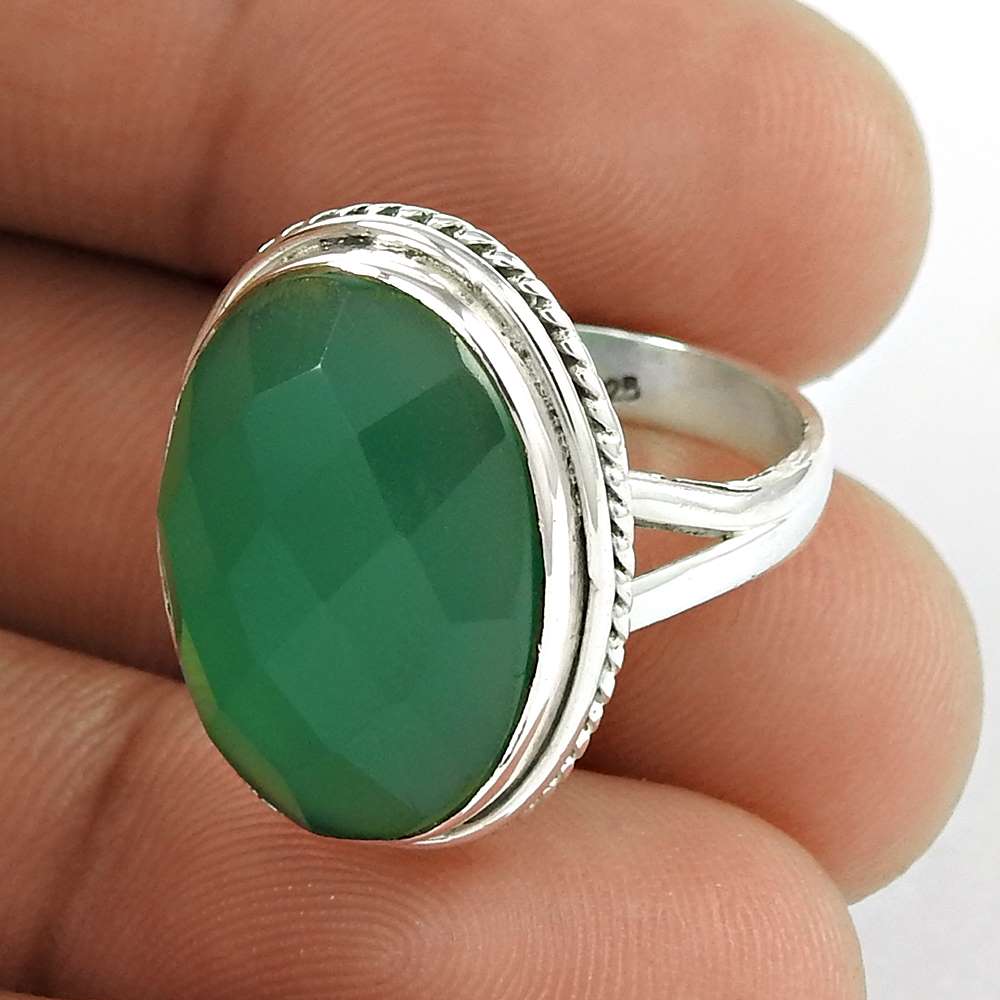 Woman Gift 925 Silver Natural Onyx Solitaire Ethnic Ring Size 6.5 R60