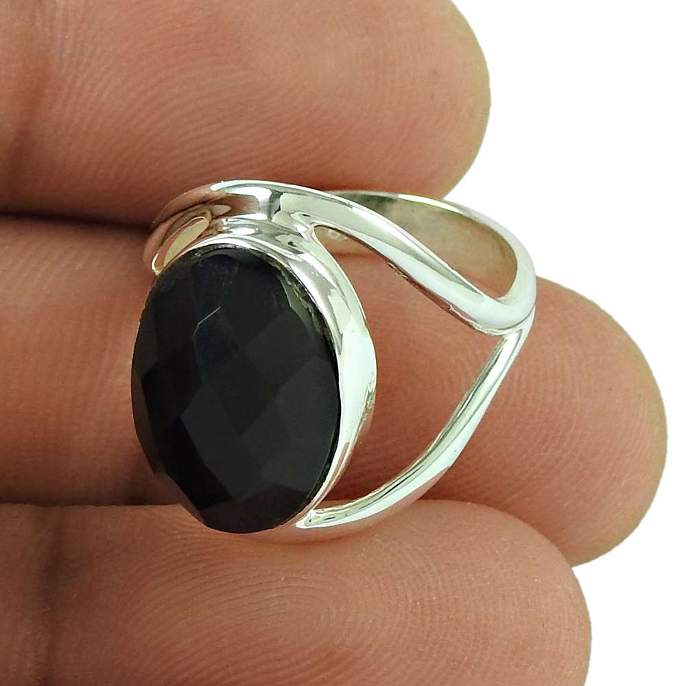 Woman Gift Onyx Gemstone Statement Boho Ring Size 6 925 Silver E61