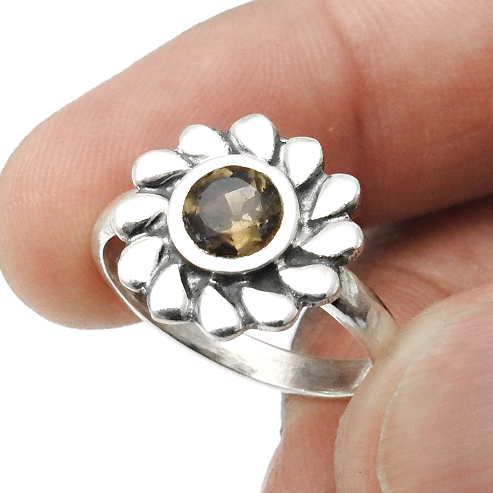 Birthday Gift For Her Natural Citrine Gemstone Cocktail Flower Ring Size 8 925 Silver Q2