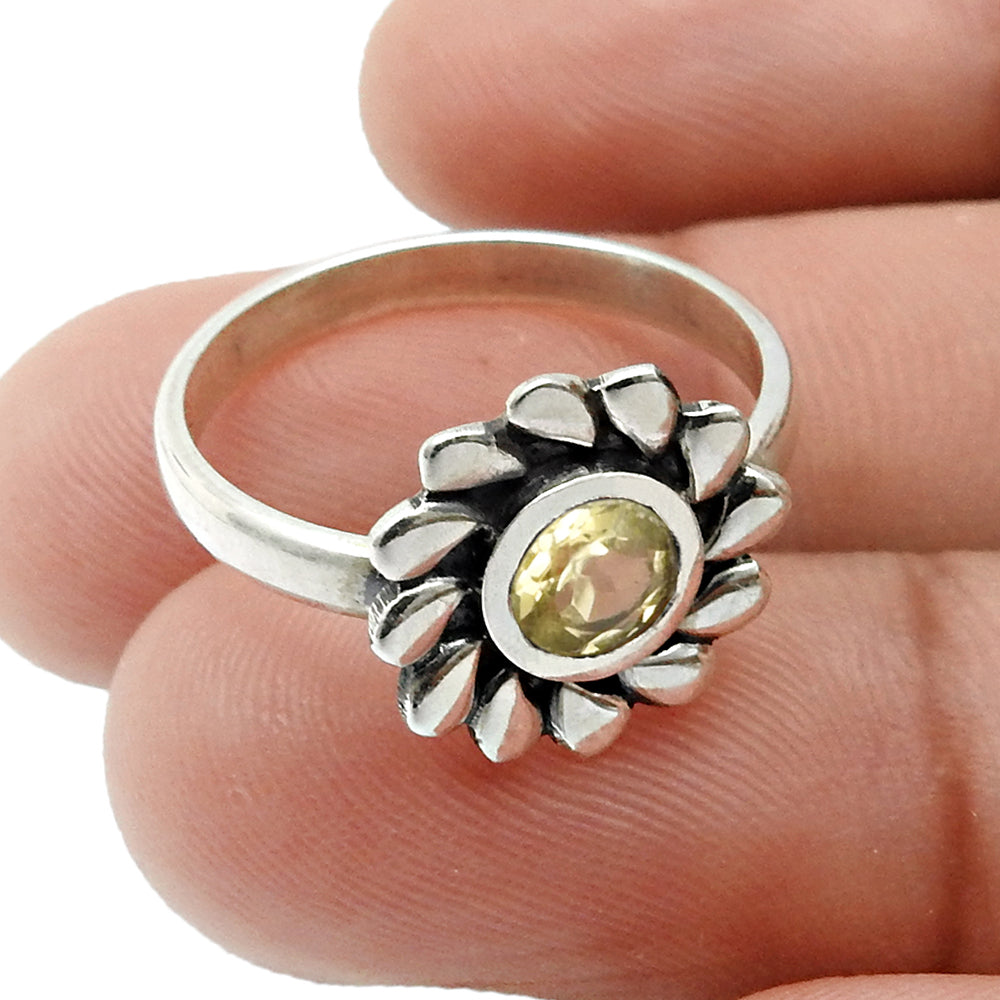 Birthday Gift For Her Natural Citrine Gemstone Cocktail Flower Ring Size 8 925 Silver Q2