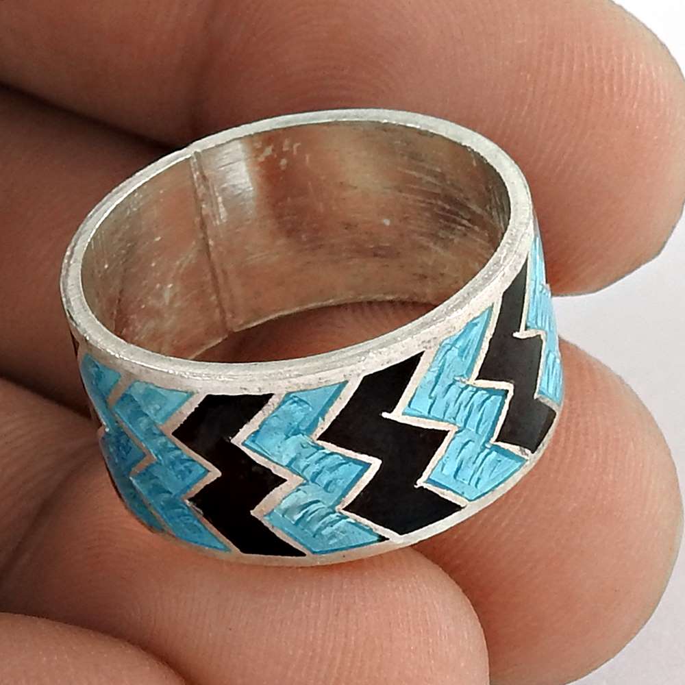 Jumbo Fantastic 925 Sterling Silver Enamel Ring