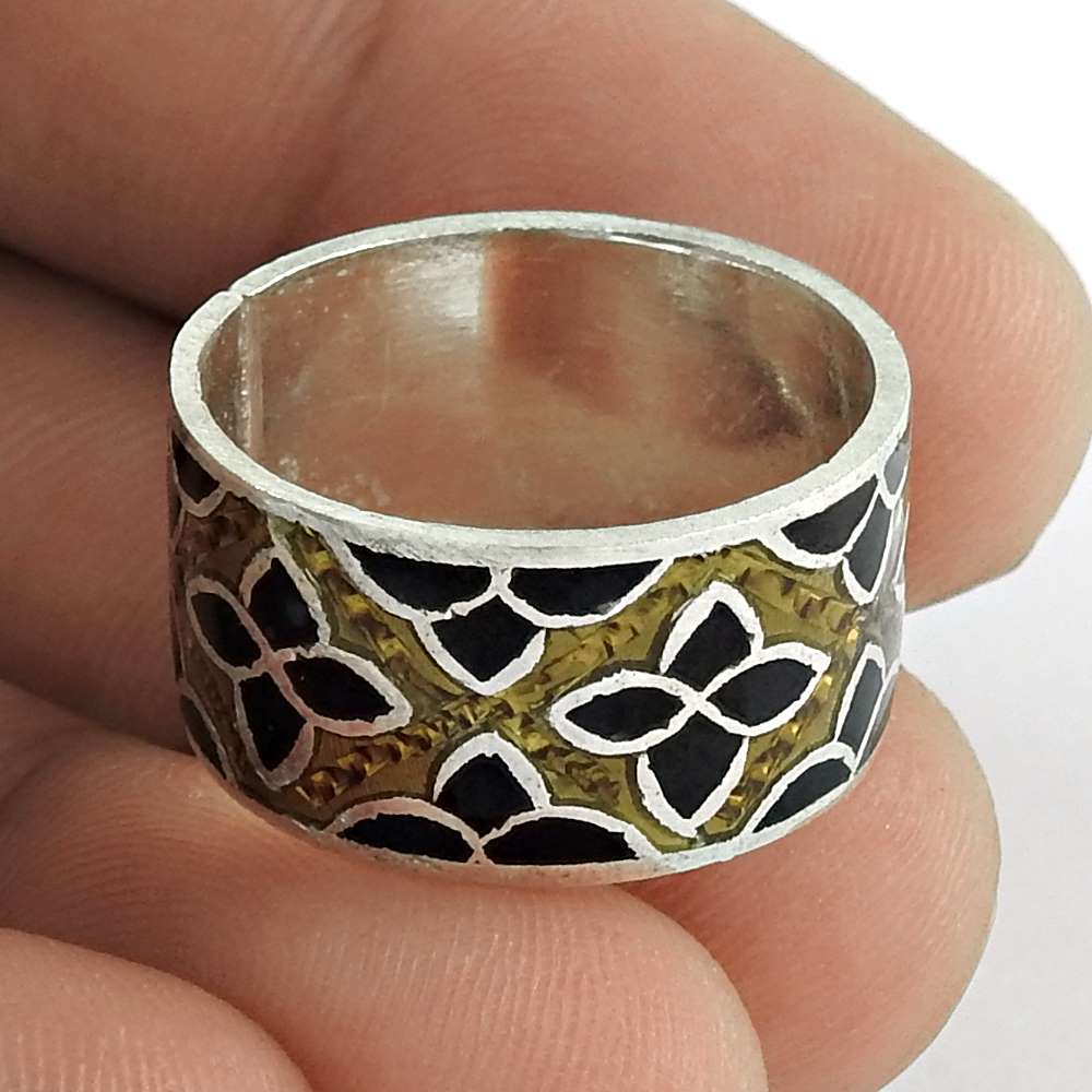 Lovely 925 Sterling Silver Enamel Ring