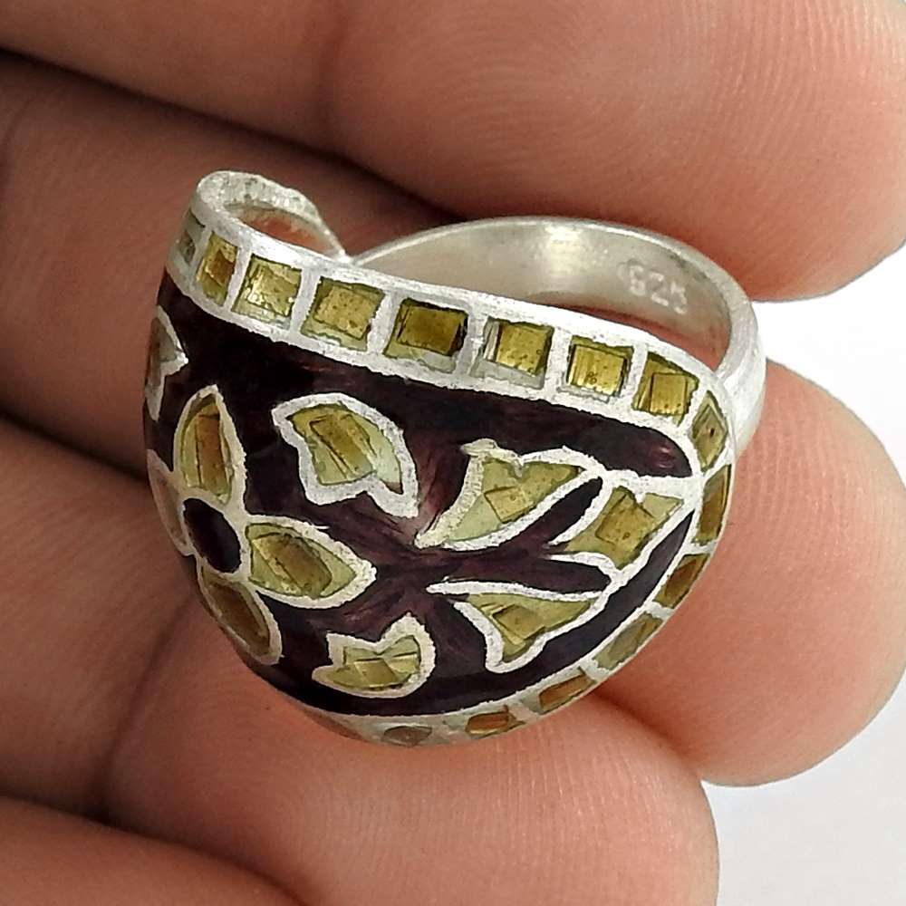 Top Quality African 925 Sterling Silver Enamel Ring Fabricante