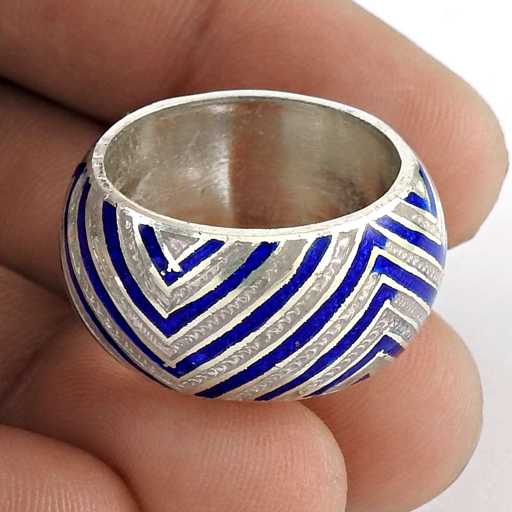 Ornate 925 Sterling Silver Enamel Ring Fournisseur