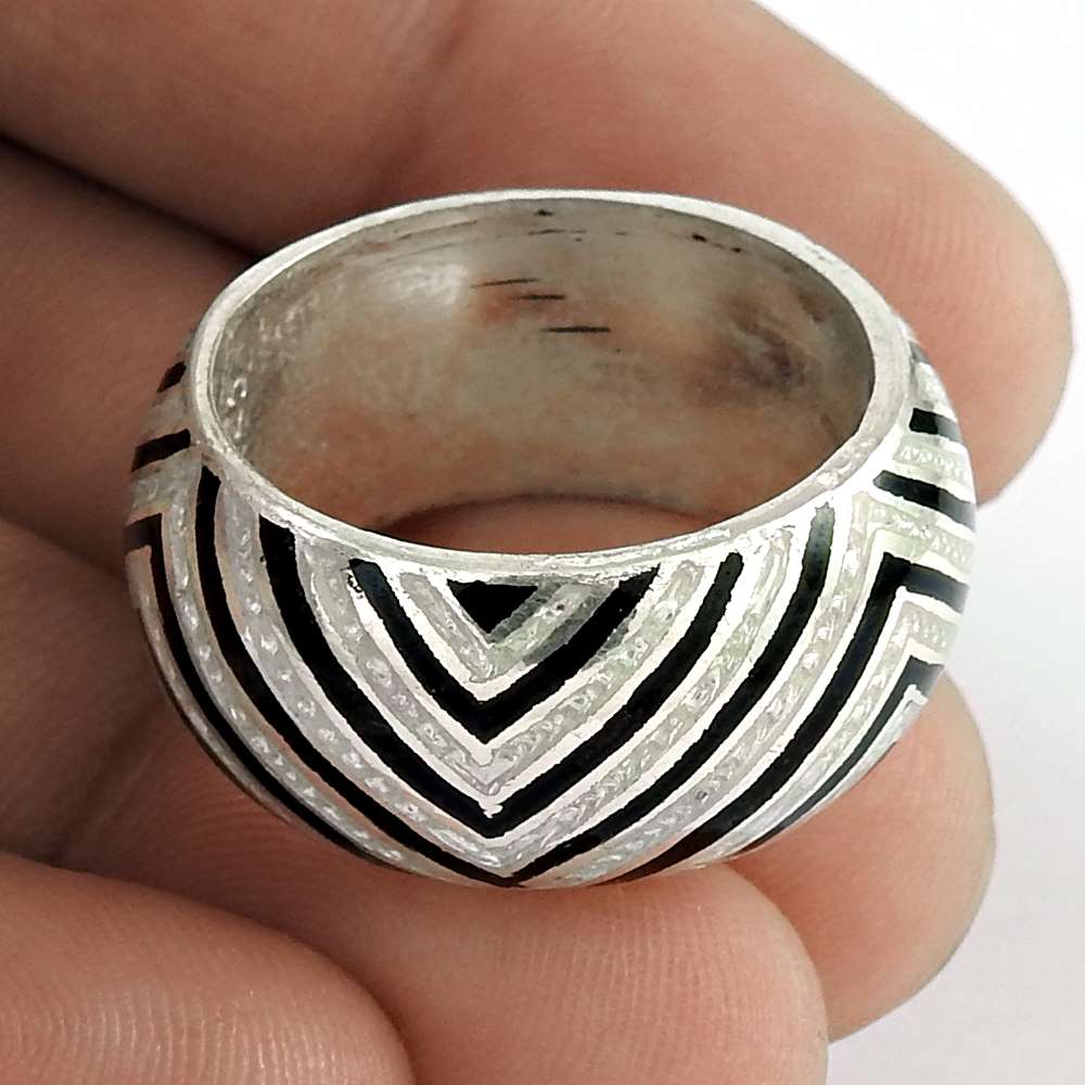 Big Natural Top 925 Sterling Silver Enamel Ring