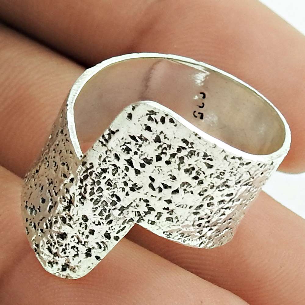 Artisan 925 Solid Sterling Silver Christmas Gift Jewelry Ring Size 8 P1