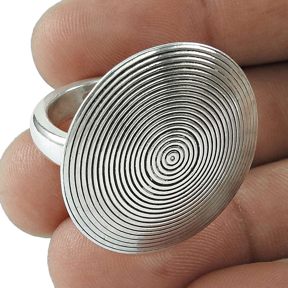 Artisan 925 Solid Sterling Silver Jewelry Cocktail Oxidized Ring Size 6.5 S1