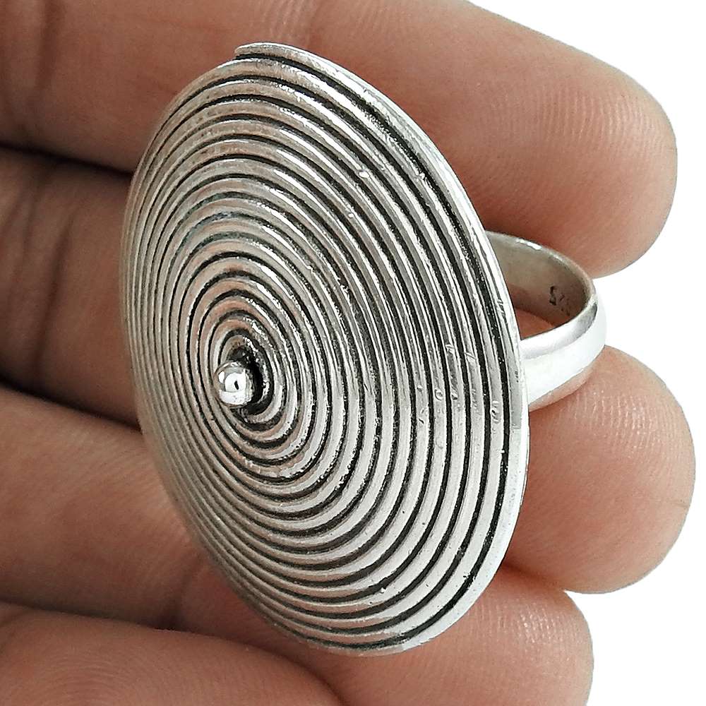 Artisan 925 Solid Sterling Silver Jewelry Cocktail Oxidized Ring Size 6.5 S1