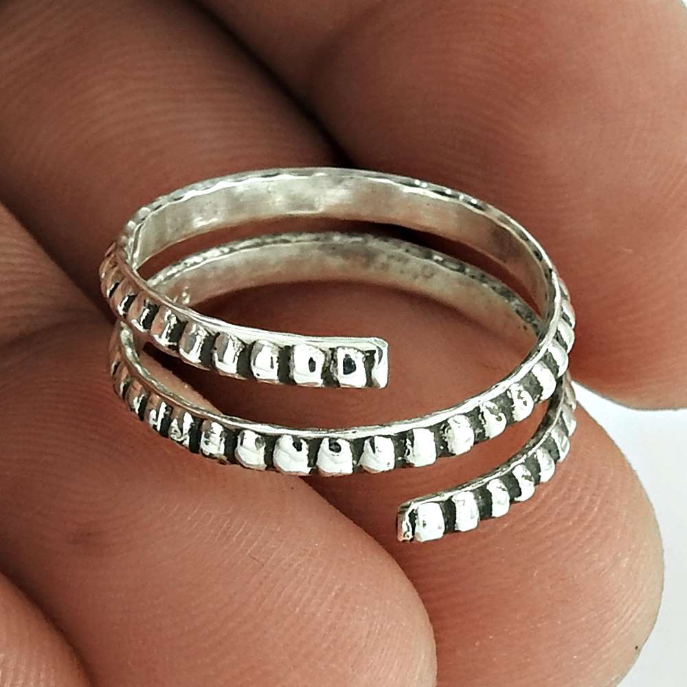 925 Solid Sterling Silver Jewelry Statement Vintage Ring Size Adjustable Z14