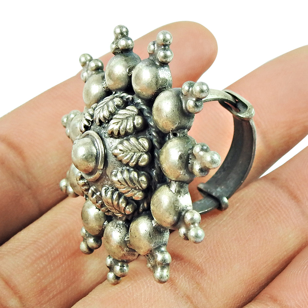 Beautiful Oxidised Sterling Silver Boho Ring Handmade Indian Artisan Jewellery