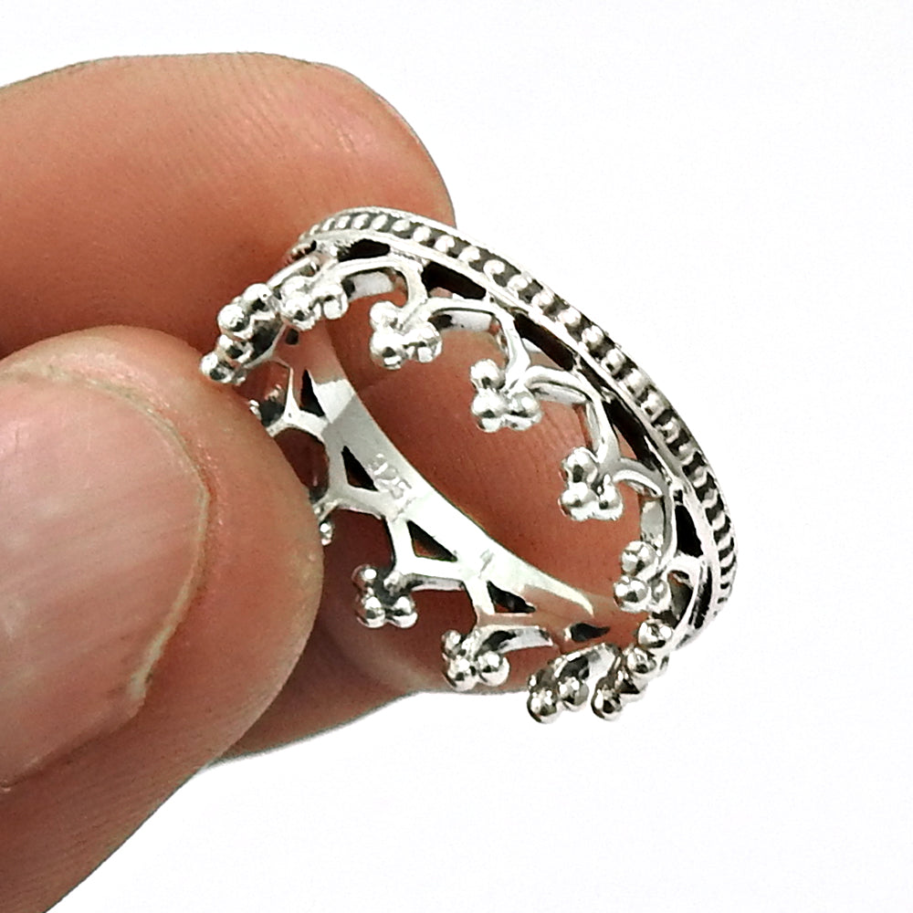 Crown Ring Size 7 to 9 925 Solid Sterling Silver HANDMADE Indian Jewelry BB41